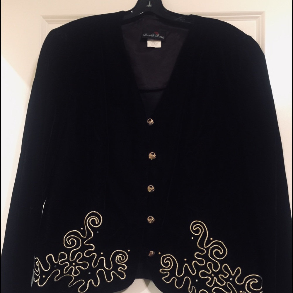 Rich black velvet skirt suit